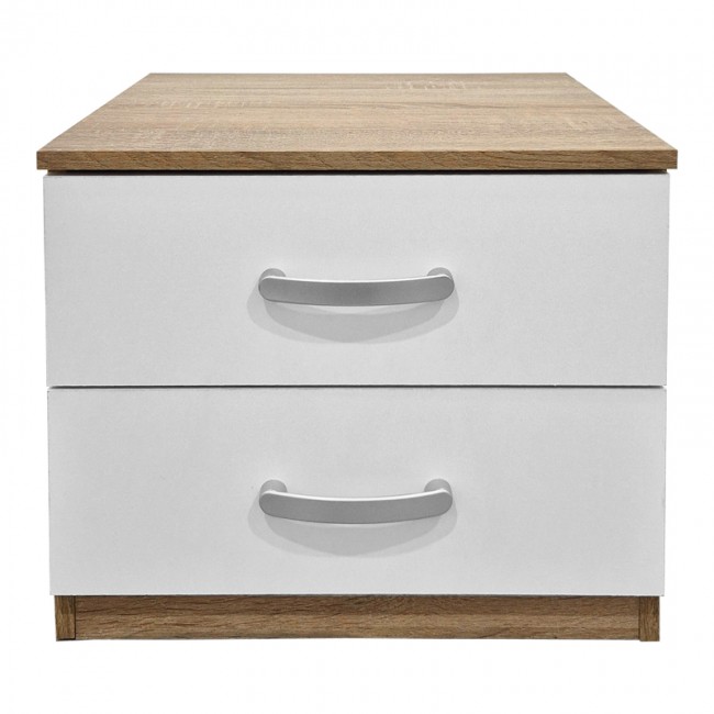 Κομοδίνο Athos pakoworld σε sonoma-λευκή απόχρωση 48x40x41.5εκ