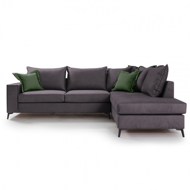 Γωνιακός καναπές αριστερή γωνία Romantic pakoworld ύφασμα ανθρακί-κυπαρισσί 290x235x95εκ Γωνιακός καναπές αριστερή γωνία Romantic pakoworld ύφασμα ανθρακί-κυπαρισσί 290x235x95εκ