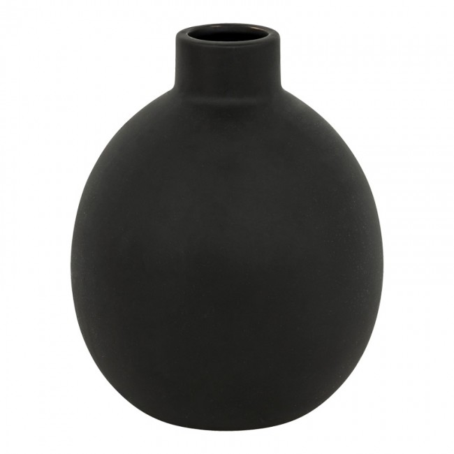 Βάζο Rianzo pakoworld κεραμικό σε μαύρη απόχρωση Φ14.5x18εκ