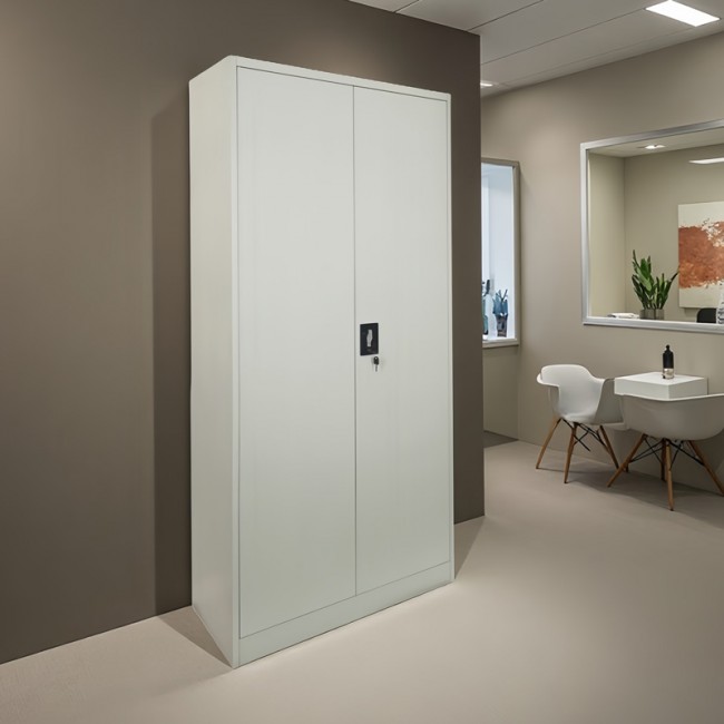 Ντουλάπα Zogi pakoworld μέταλλο με χώρισμα σε απόχρωση ανοιχτό γκρι 90x45x180εκ