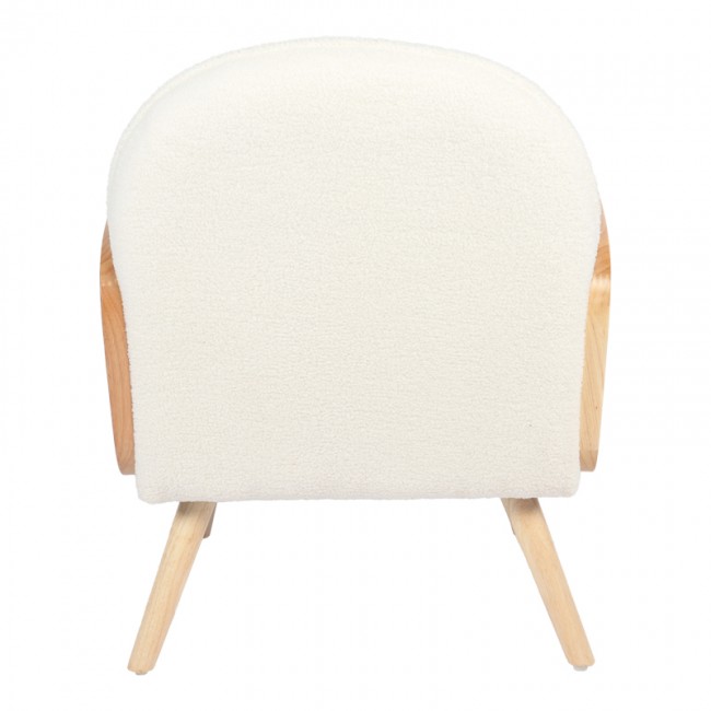 Πολυθρόνα Stedy pakoworld λευκό μπουκλέ ύφασμα με πόδι σε φυσική απόχρωση 78x64x82εκ