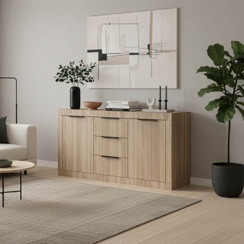 Μπουφές Doha pakoworld σε sonoma απόχρωση 150x45x80.5εκ