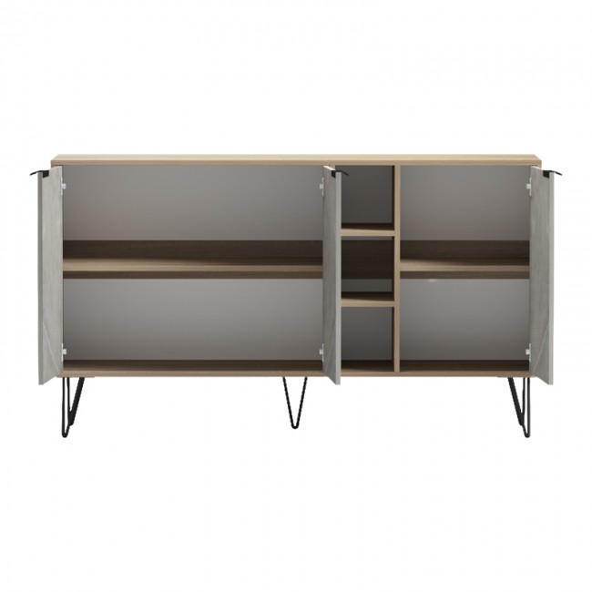 Μπουφές Balain pakoworld sonoma-γκρι μπεζ όψη μαρμάρου 142x35.5x83εκ Μπουφές Balain pakoworld sonoma-γκρι μπεζ όψη μαρμάρου 142x35.5x83εκ