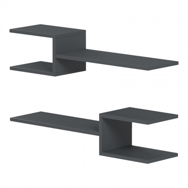 Ραφιέρα τοίχου Sumpa pakoworld 2τεμ ανθρακί 65x20x18εκ