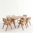 Τραπεζαρία Winslow Ι pakoworld σετ 7τεμ ξύλο rubberwood ανοιχτό καρυδί 160x85x75εκ