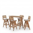 Τραπεζαρία μπαρ Winslow pakoworld σετ 5τεμ ξύλο rubberwood ανοιχτό καρυδί 120x45x100εκ