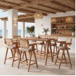 Τραπεζαρία μπαρ Winslow I pakoworld σετ 7τεμ ξύλο rubberwood ανοιχτό καρυδί 120x45x100εκ