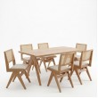 Τραπεζαρία Winslow pakoworld σετ 7τεμ ξύλο rubberwood ανοιχτό καρυδί 160x85x75εκ