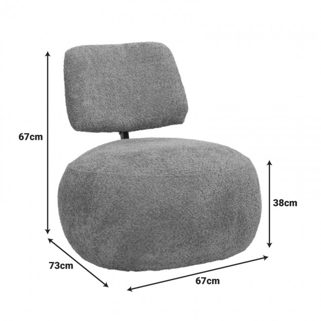 Πολυθρόνα Stonie pakoworld μπουκλέ ύφασμα ανθρακί 67x73x67εκ