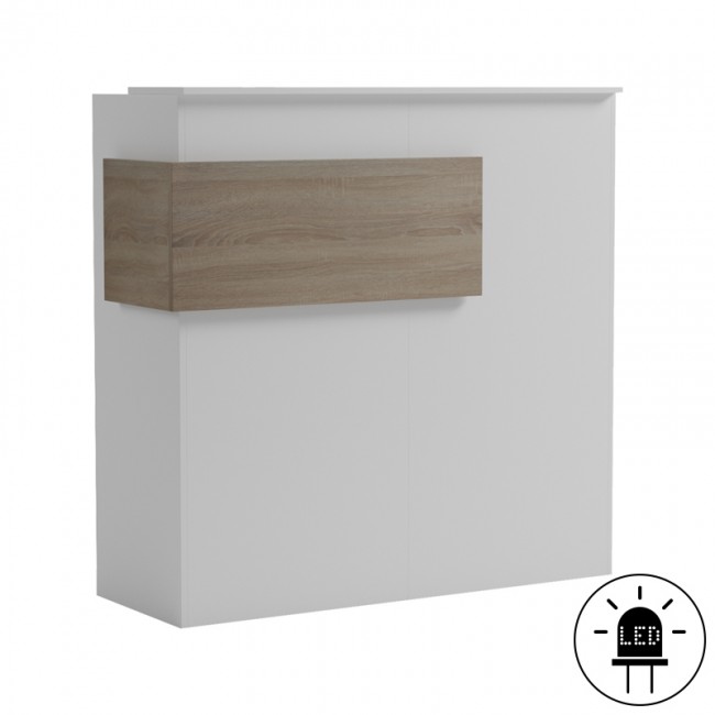 Γραφείο reception Optima pakoworld με led λευκό-sonoma 110x40x110εκ