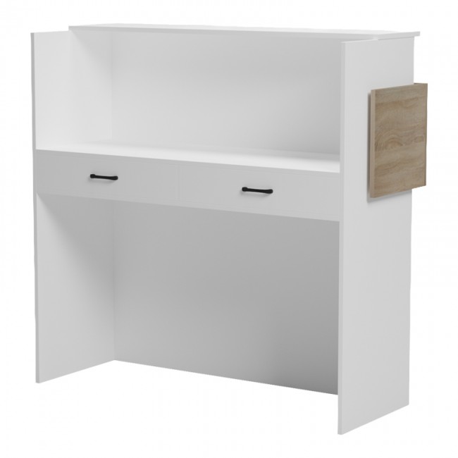 Γραφείο reception Optima pakoworld με led λευκό-sonoma 110x40x110εκ