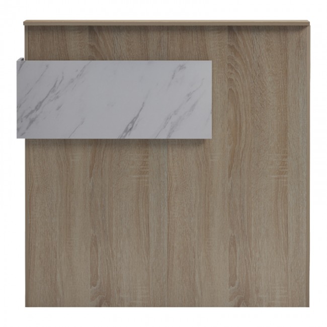Γραφείο reception Optima pakoworld με led sonoma-λευκή όψη μαρμάρου 110x40x110εκ