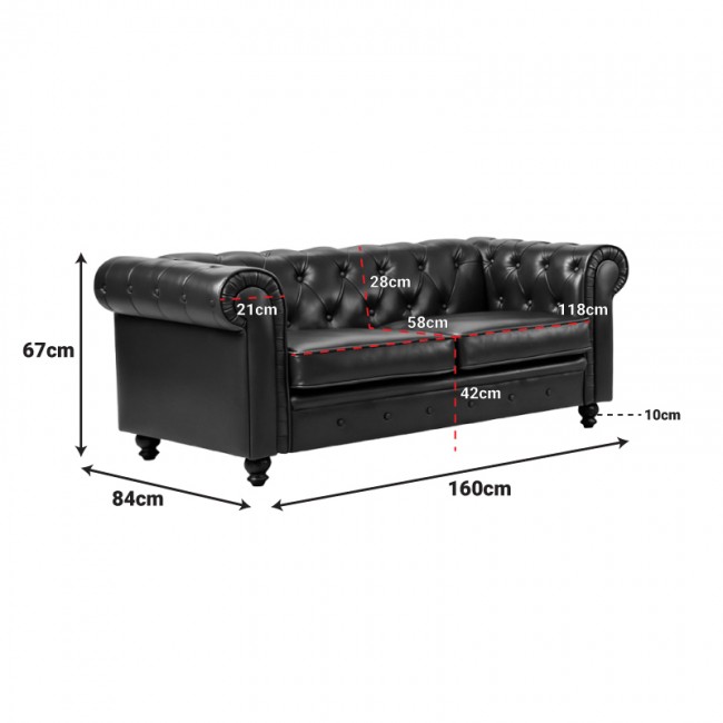 Kαναπές διθέσιος τ. Chesterfield pakoworld pu κυπαρισσί 160x84x67εκ Kαναπές διθέσιος τ. Chesterfield pakoworld pu κυπαρισσί 160x84x67εκ