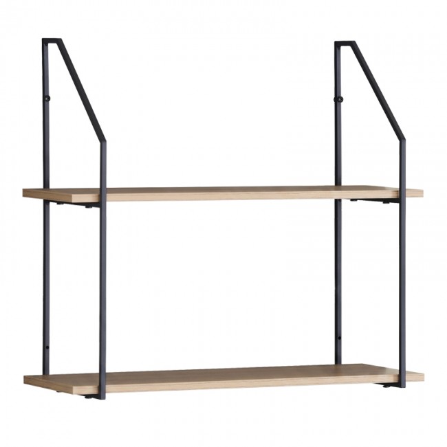 Ραφιέρα τοίχου Fema pakoworld oak με μαύρο μέταλλο 60x20x52εκ