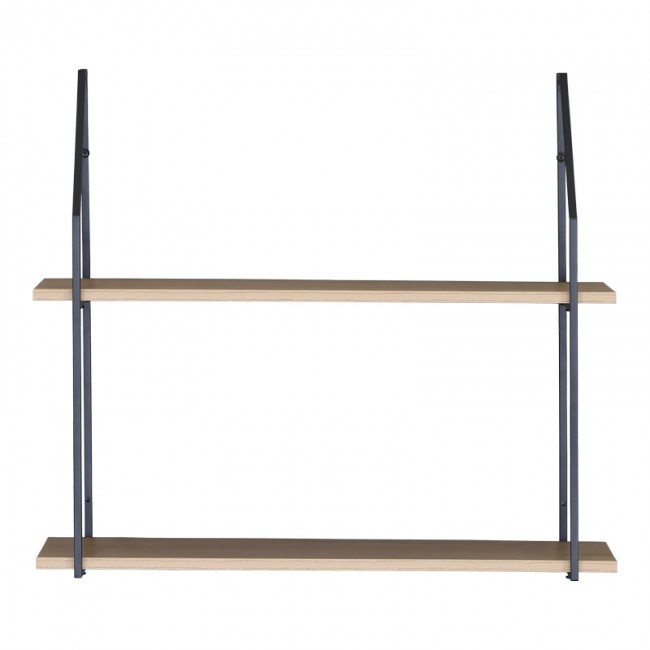 Ραφιέρα τοίχου Fema pakoworld oak με μαύρο μέταλλο 60x20x52εκ