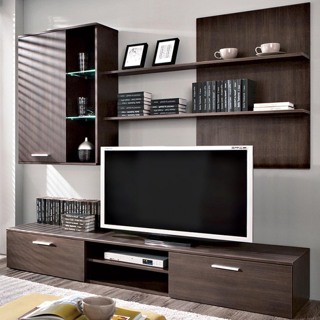 Σύνθετο σαλονιού Salome pakoworld LED wenge 200x41x190εκ Σύνθετο σαλονιού Salome pakoworld LED wenge 200x41x190εκ