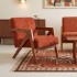 Πολυθρόνα Garifa pakoworld terracotta ύφασμα με πόδι σε καρυδί απόχρωση 79x75x75εκ