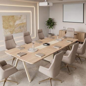Τραπέζι συνεδριάσεων Azari pakoworld σε oak-μπεζ απόχρωση 240x120x75εκ