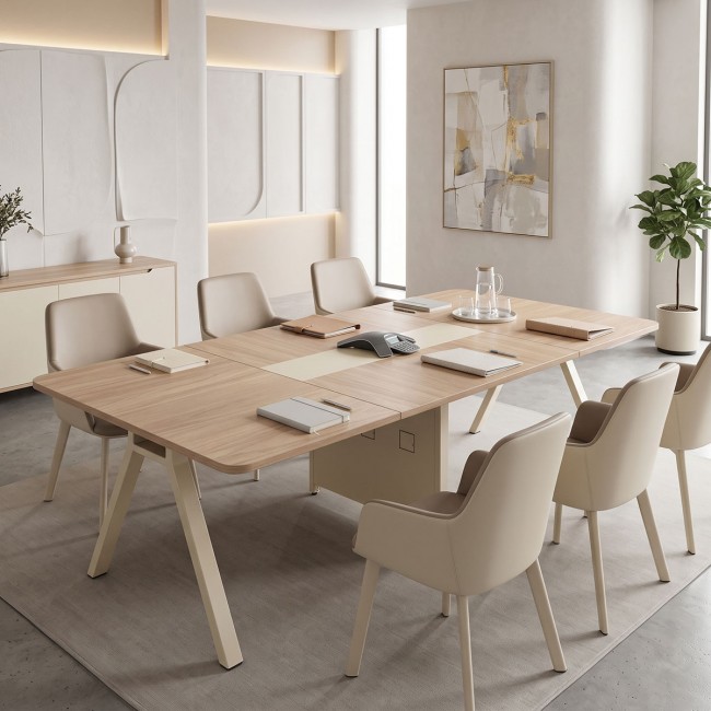 Τραπέζι συνεδριάσεων Azari pakoworld σε oak-μπεζ απόχρωση 200x120x75εκ Τραπέζι συνεδριάσεων Azari pakoworld σε oak-μπεζ απόχρωση 200x120x75εκ