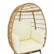 Πολυθρόνα Frox pakoworld wicker rattan φυσικό-μεταλλικό φυσικό-μαύρο πόδι-μπεζ μαξιλάρι 96x76x145εκ