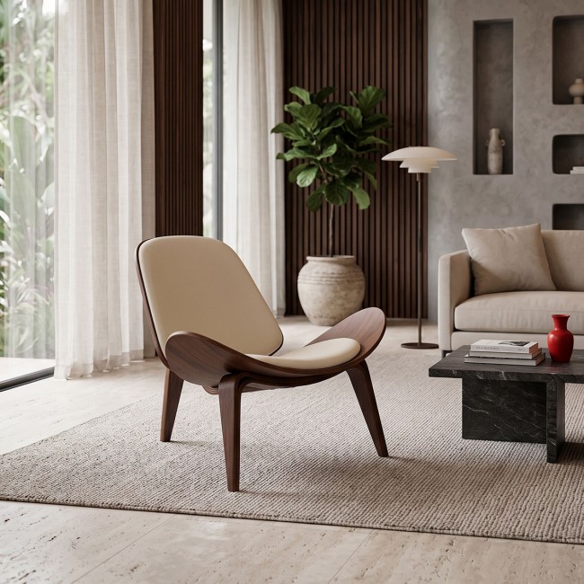 Πολυθρόνα Vilma pakoworld PU μπεζ- plywood καρυδί 90x76.5x74.5εκ Πολυθρόνα Vilma pakoworld PU μπεζ- plywood καρυδί 90x76.5x74.5εκ
